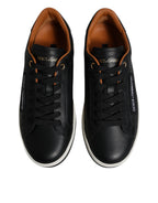 Dolce &amp; Gabbana Black Leather Low Top Men Sneakers Shoes