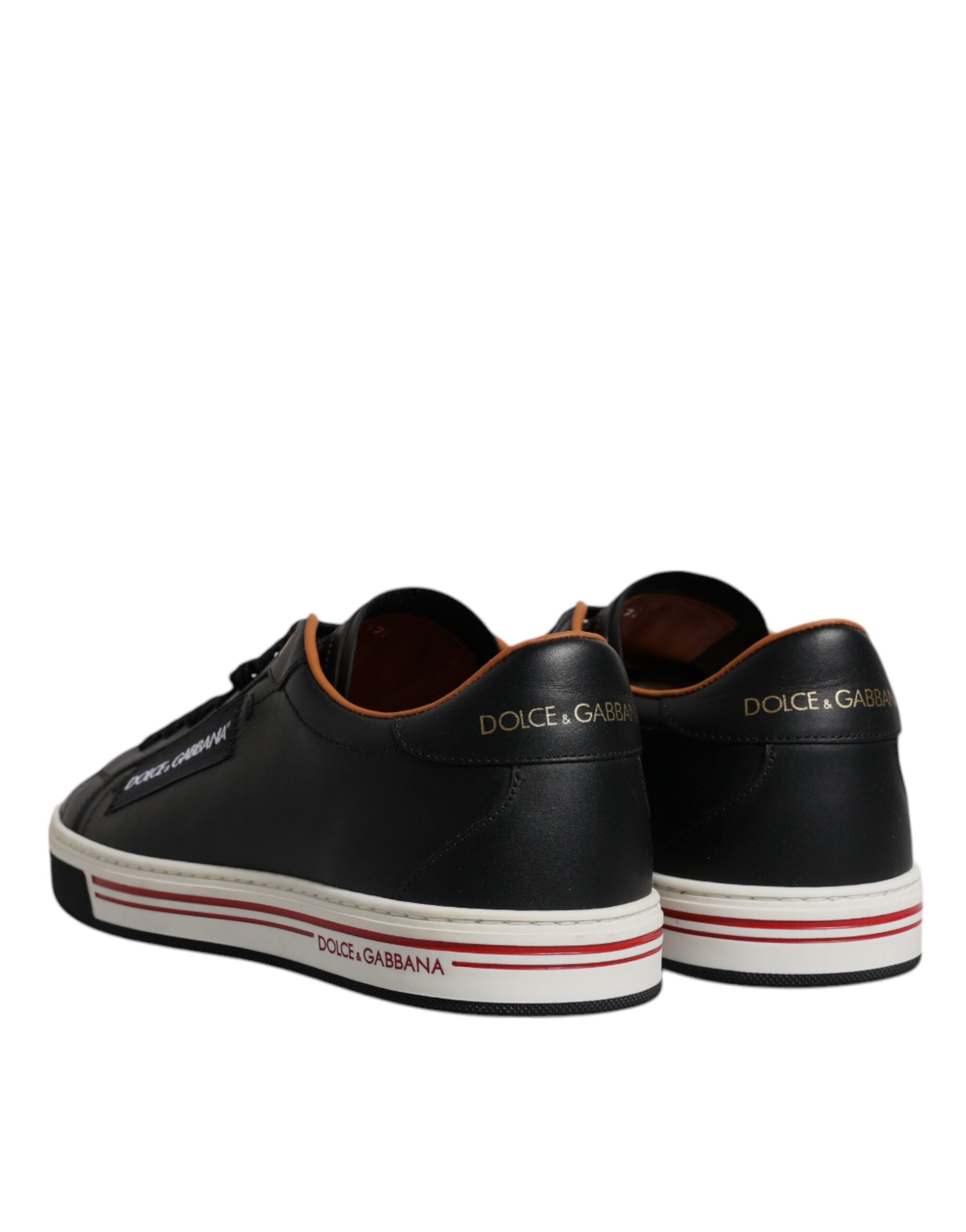 Dolce &amp; Gabbana Black Leather Low Top Men Sneakers Shoes