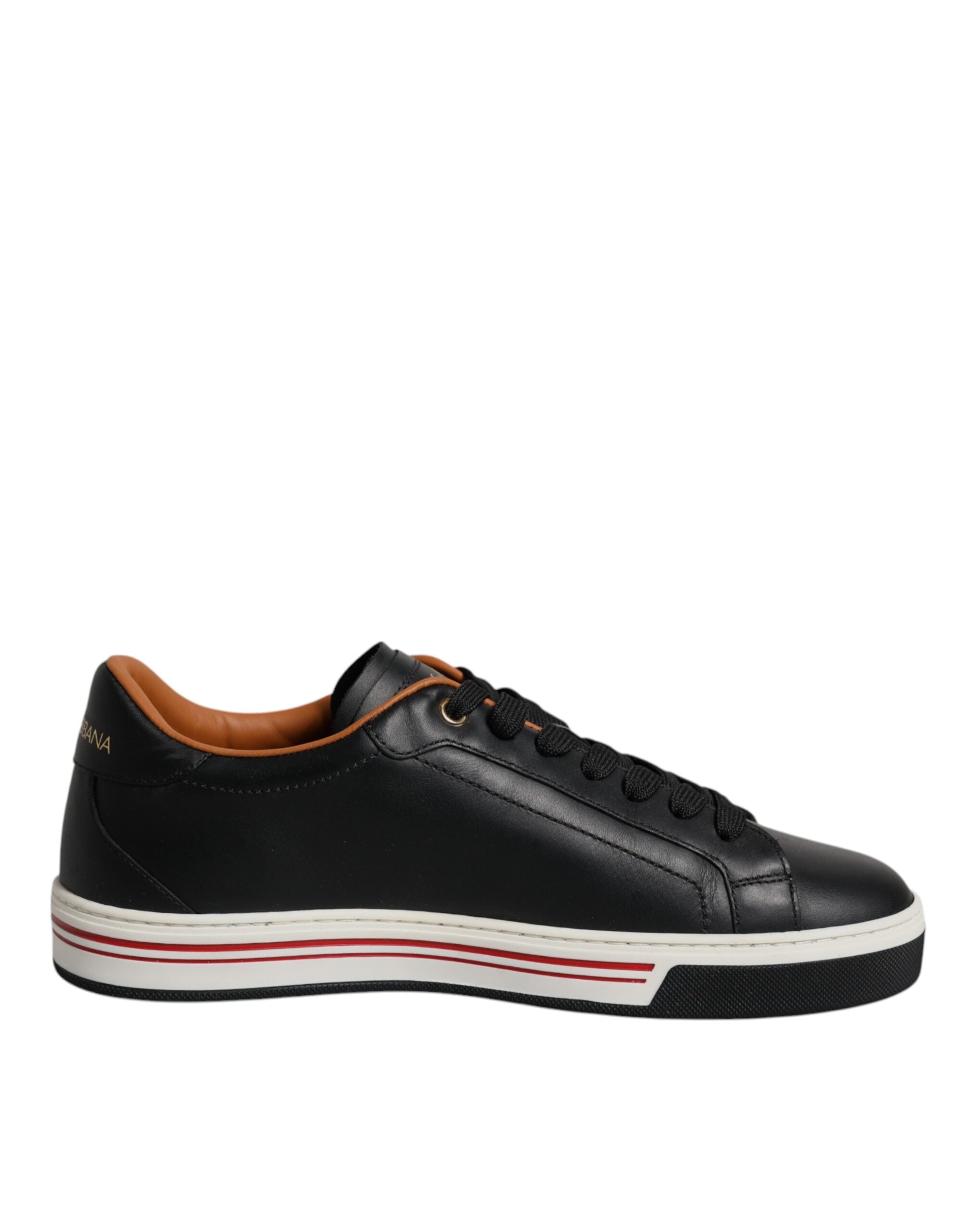 Dolce &amp; Gabbana Black Leather Low Top Men Sneakers Shoes
