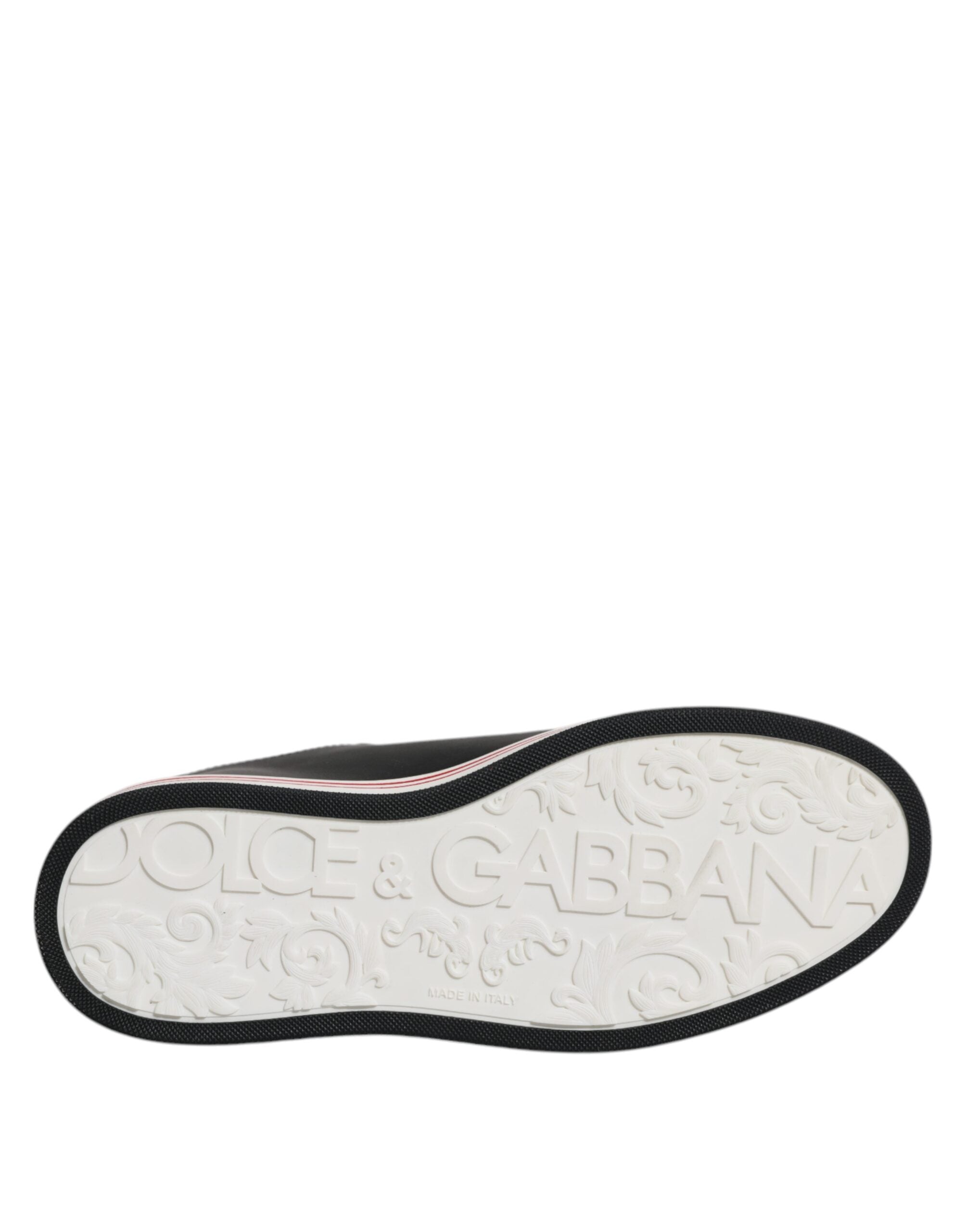 Dolce &amp; Gabbana Black Leather Low Top Men Sneakers Shoes