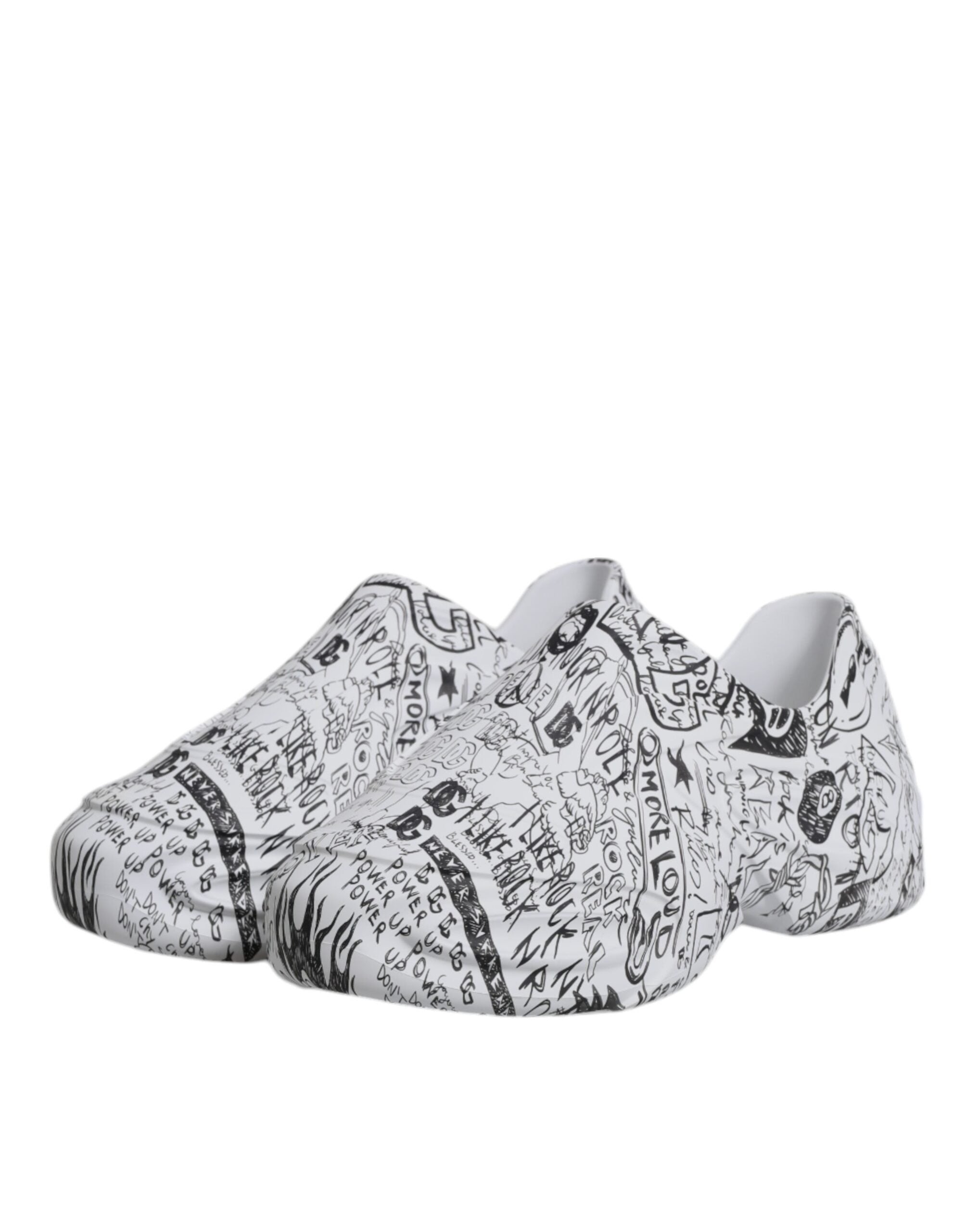 Dolce &amp; Gabbana White Black Graffiti Daymaster Sneakers Shoes
