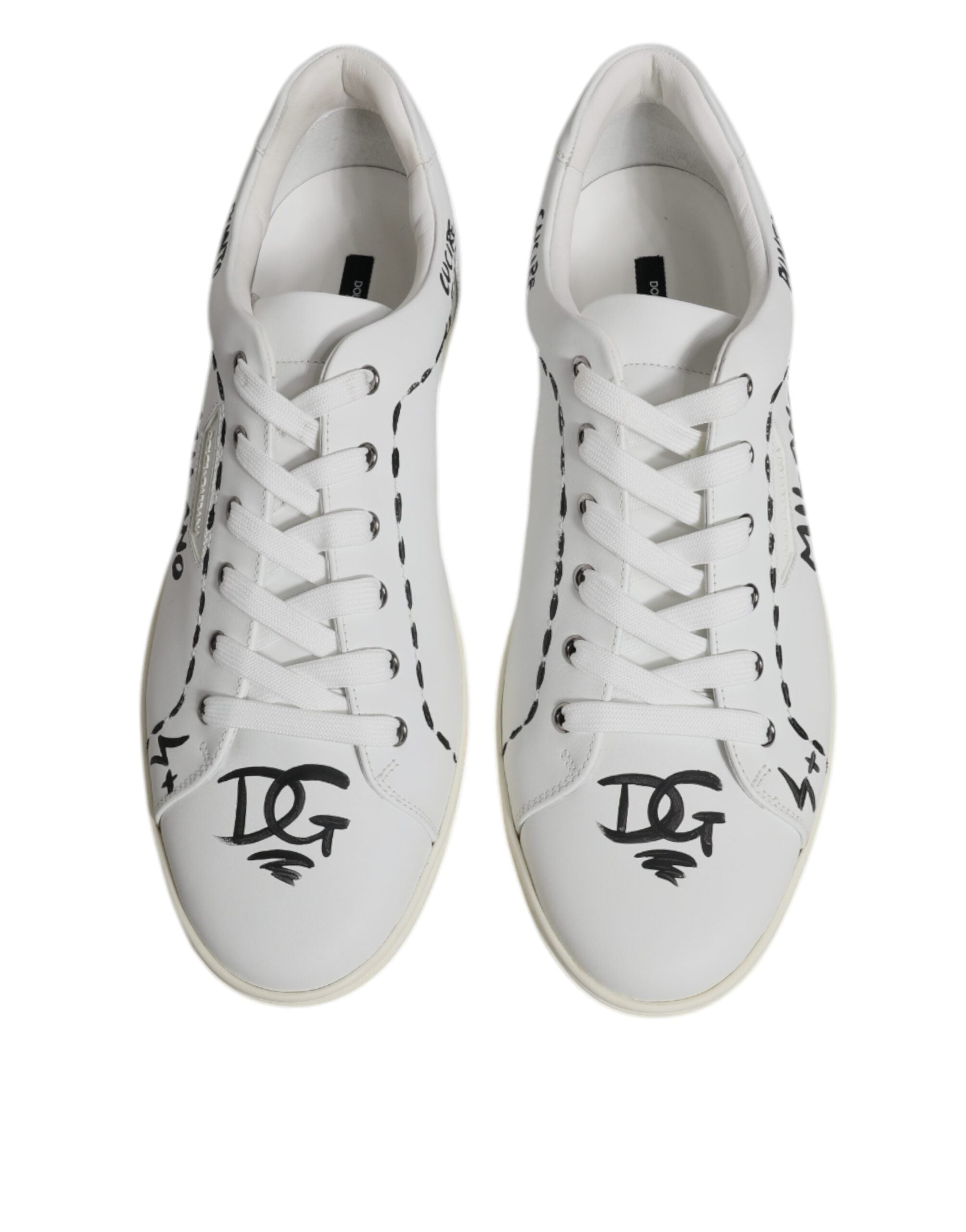 Dolce &amp; Gabbana White Leather Milano Low Top Sneakers Shoes