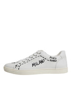 Dolce &amp; Gabbana White Leather Milano Low Top Sneakers Shoes