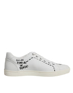 Dolce &amp; Gabbana White Leather Milano Low Top Sneakers Shoes