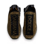Dolce &amp; Gabbana Gold Rhinestones Sorrento Sneakers Shoes