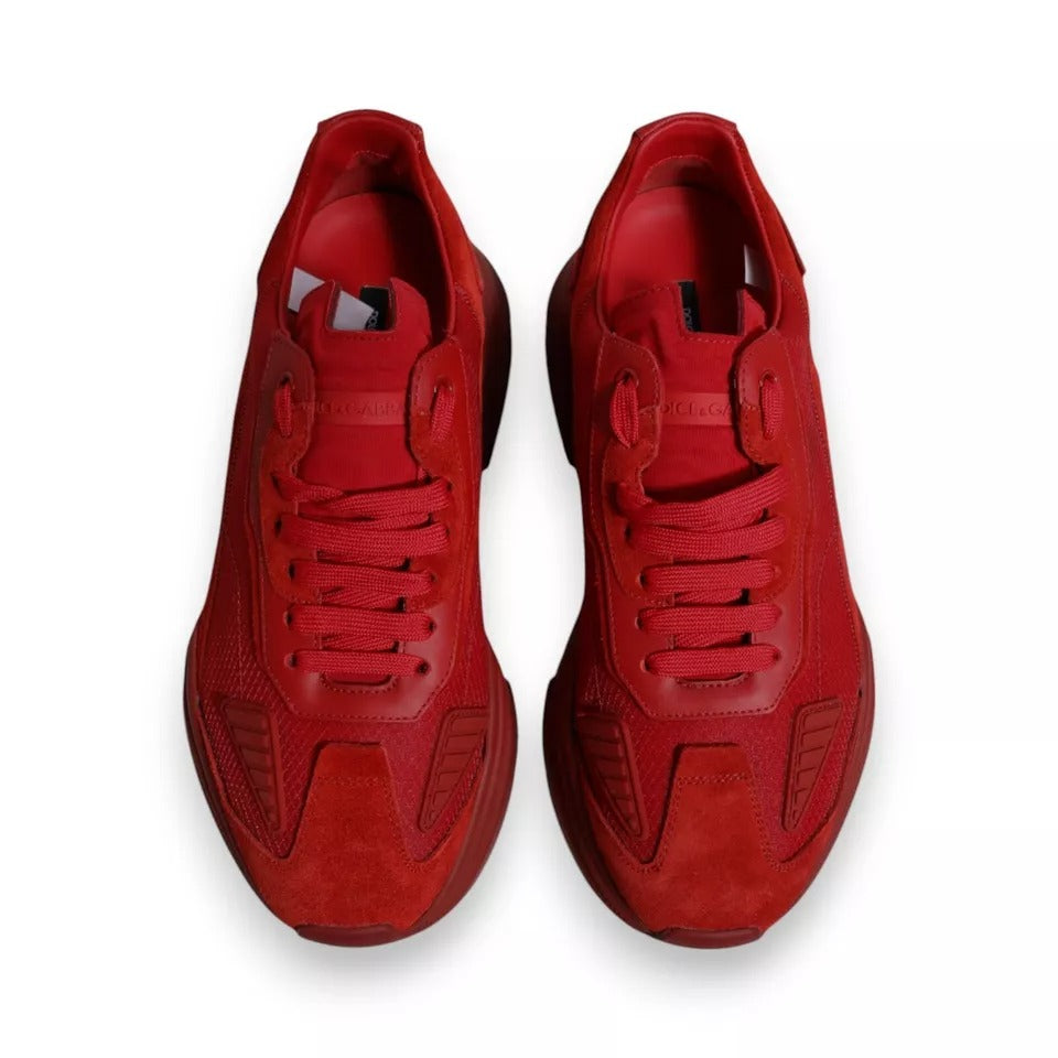 Dolce &amp; Gabbana Red Leather Daymaster Low Top Sneakers Shoes