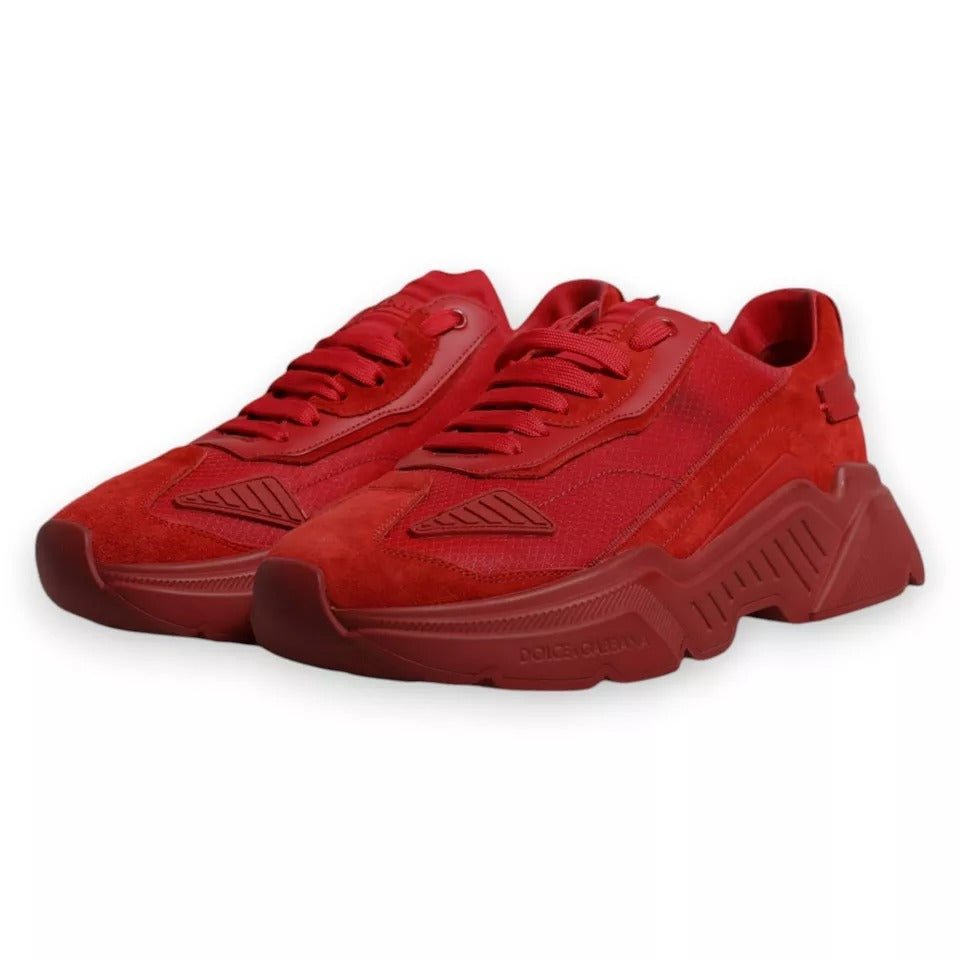Dolce &amp; Gabbana Red Leather Daymaster Low Top Sneakers Shoes