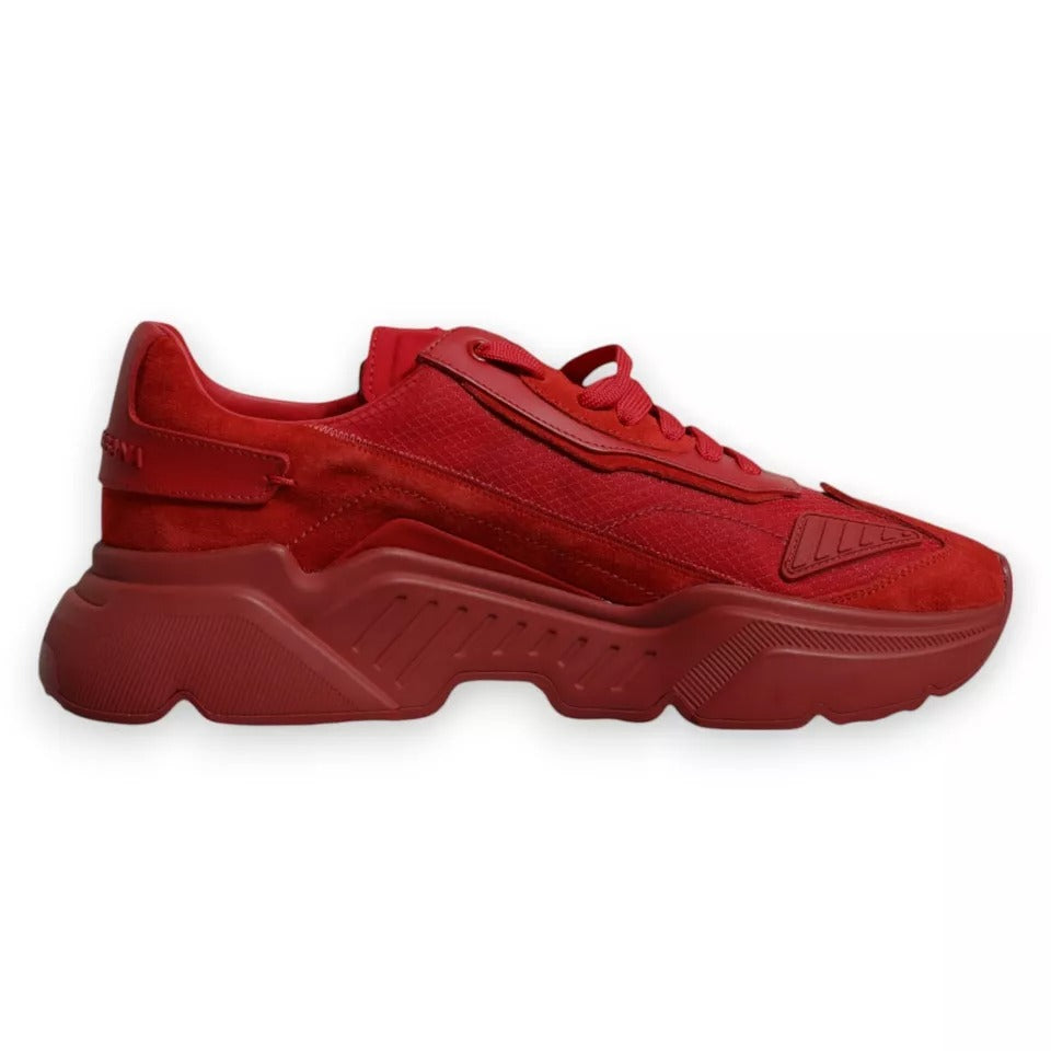 Dolce &amp; Gabbana Red Leather Daymaster Low Top Sneakers Shoes