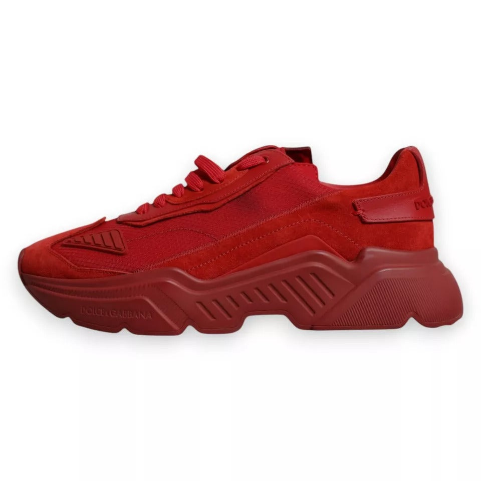 Dolce &amp; Gabbana Red Leather Daymaster Low Top Sneakers Shoes