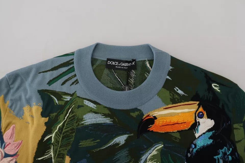 Dolce &amp; Gabbana Jungle Wool Silk Pullover Logo Sweater