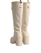 Dolce &amp; Gabbana White DG Logo Hi Trekking Plateau Biker Boots Shoes
