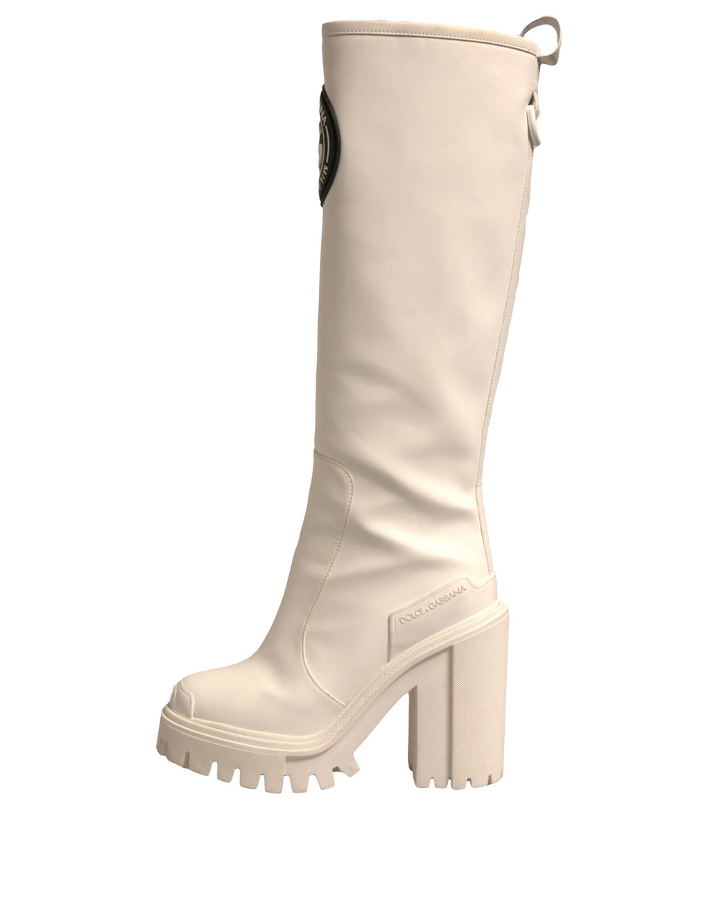 Dolce &amp; Gabbana White DG Logo Hi Trekking Plateau Biker Boots Shoes