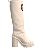Dolce &amp; Gabbana White DG Logo Hi Trekking Plateau Biker Boots Shoes