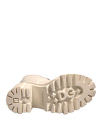 Dolce &amp; Gabbana White DG Logo Hi Trekking Plateau Biker Boots Shoes
