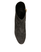 Dolce &amp; Gabbana Black Embellished Heel Ankle Boots Shoes