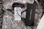 Dolce &amp; Gabbana Gray Gold Key Print Silk Blouse T-shirt