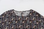 Dolce &amp; Gabbana Gray Gold Key Print Silk Blouse T-shirt