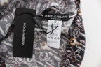 Dolce &amp; Gabbana Gray Gold Key Print Silk Blouse T-shirt
