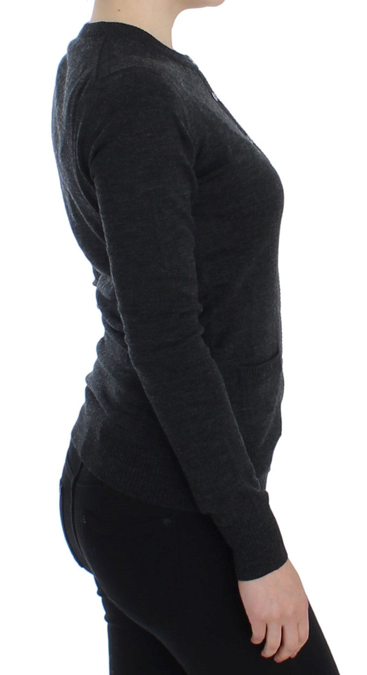 Dolce &amp; Gabbana Gray Wool Button Cardigan Sweater