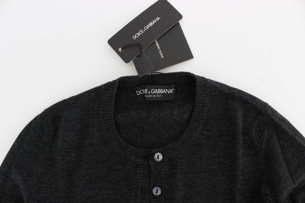 Dolce &amp; Gabbana Gray Wool Button Cardigan Sweater