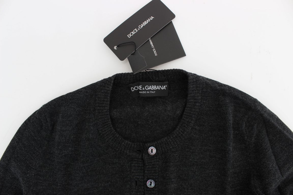 Dolce &amp; Gabbana Gray Wool Button Cardigan Sweater