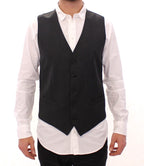 Dolce &amp; Gabbana Gray Striped Wool Single Breasted Vest