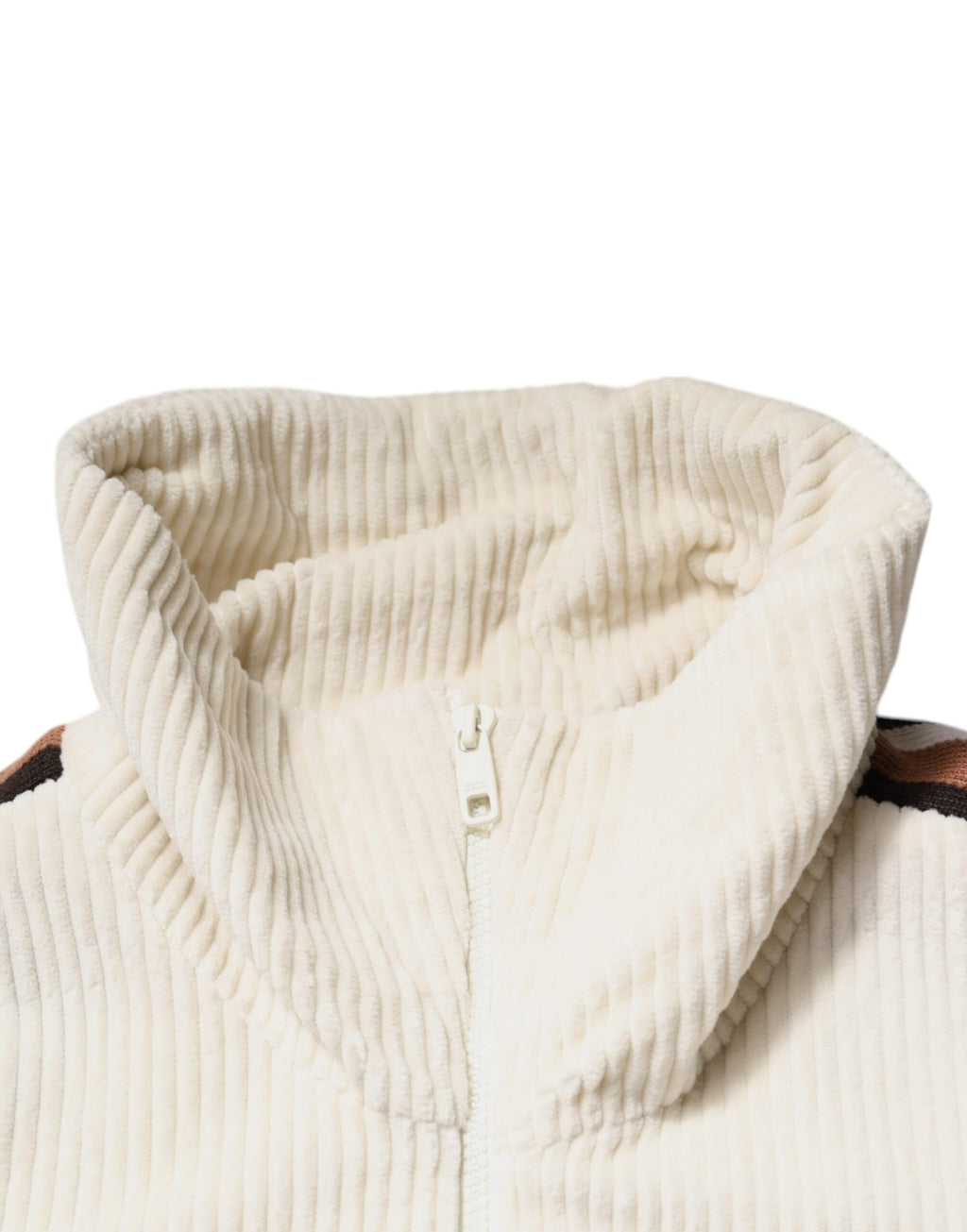 Dolce &amp; Gabbana Beige Logo Applique Cotton Corduroy Full Zip Jacket
