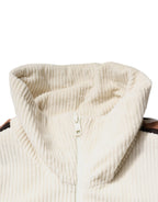 Dolce &amp; Gabbana Beige Logo Applique Cotton Corduroy Full Zip Jacket