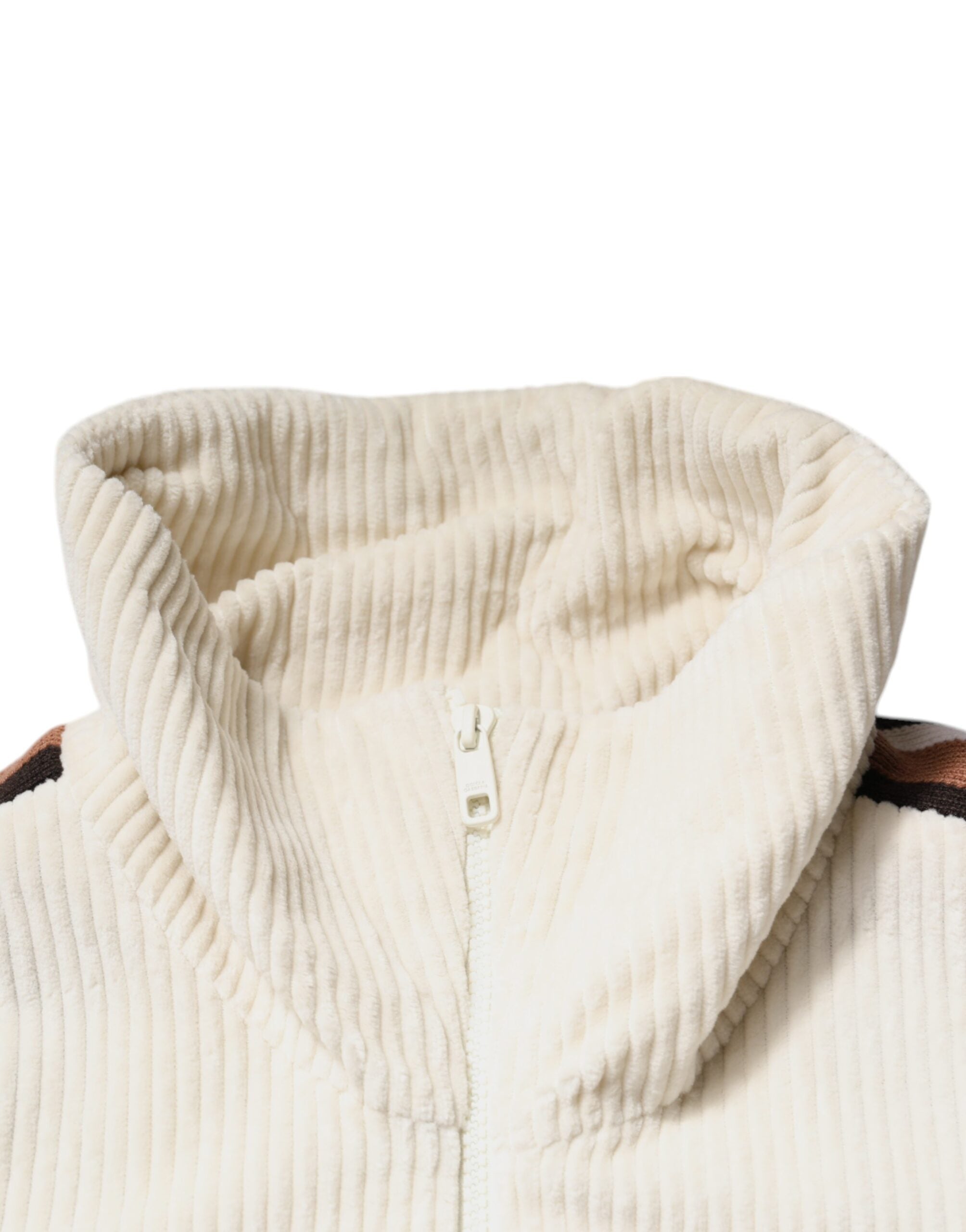 Dolce &amp; Gabbana Beige Logo Applique Cotton Corduroy Full Zip Jacket