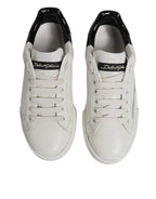 Dolce &amp; Gabbana White Black Logo Portofino Men Sneaker Shoes