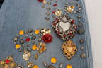 Dolce &amp; Gabbana Crystal Roses Heart Embellished Jeans