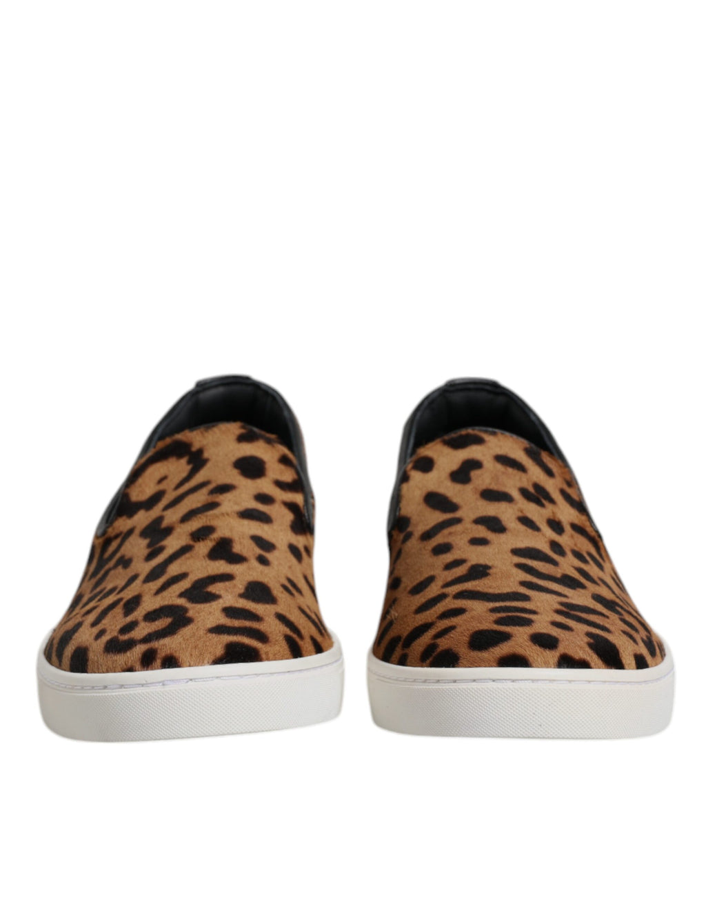 Dolce &amp; Gabbana Brown Calfskin Fur Leopard Sneakers Shoes