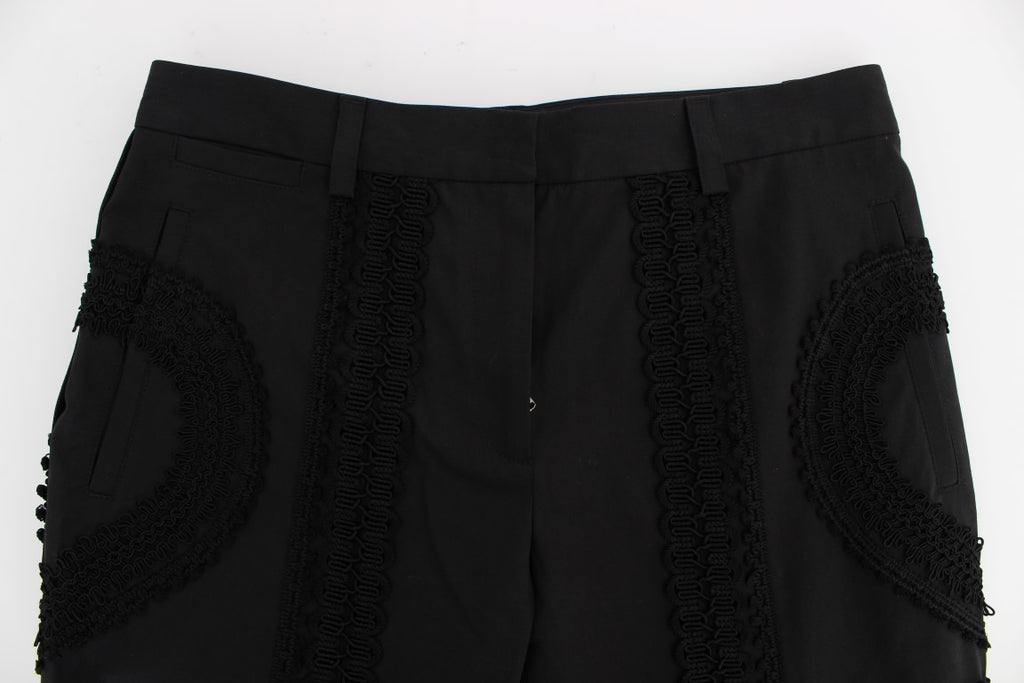 Dolce &amp; Gabbana Black Cotton Stretch Torero Capris Pants