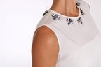 Dolce &amp; Gabbana White Silk Crystal Embellished Fly T-shirt