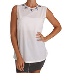 Dolce &amp; Gabbana White Silk Crystal Embellished Fly T-shirt