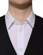 Dolce &amp; Gabbana Black Wool Formal Dress Men Waistcoat Vest