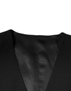 Dolce &amp; Gabbana Black Wool Formal Dress Men Waistcoat Vest