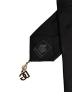 Dolce &amp; Gabbana Black Logo Embellished Adjustable Necktie Tie
