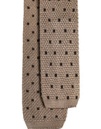 Dolce &amp; Gabbana Beige Polka Dot Silk Adjustable Necktie Tie