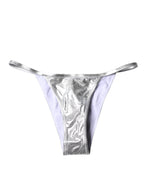 Dolce &amp; Gabbana Silver Polyester Beachwear Bikini Bottom Swimwear
