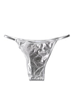 Dolce &amp; Gabbana Silver Polyester Beachwear Bikini Bottom Swimwear