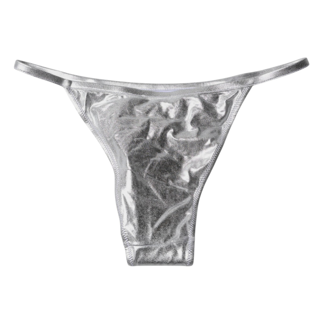 Dolce &amp; Gabbana Silver Polyester Beachwear Bikini Bottom Swimwear