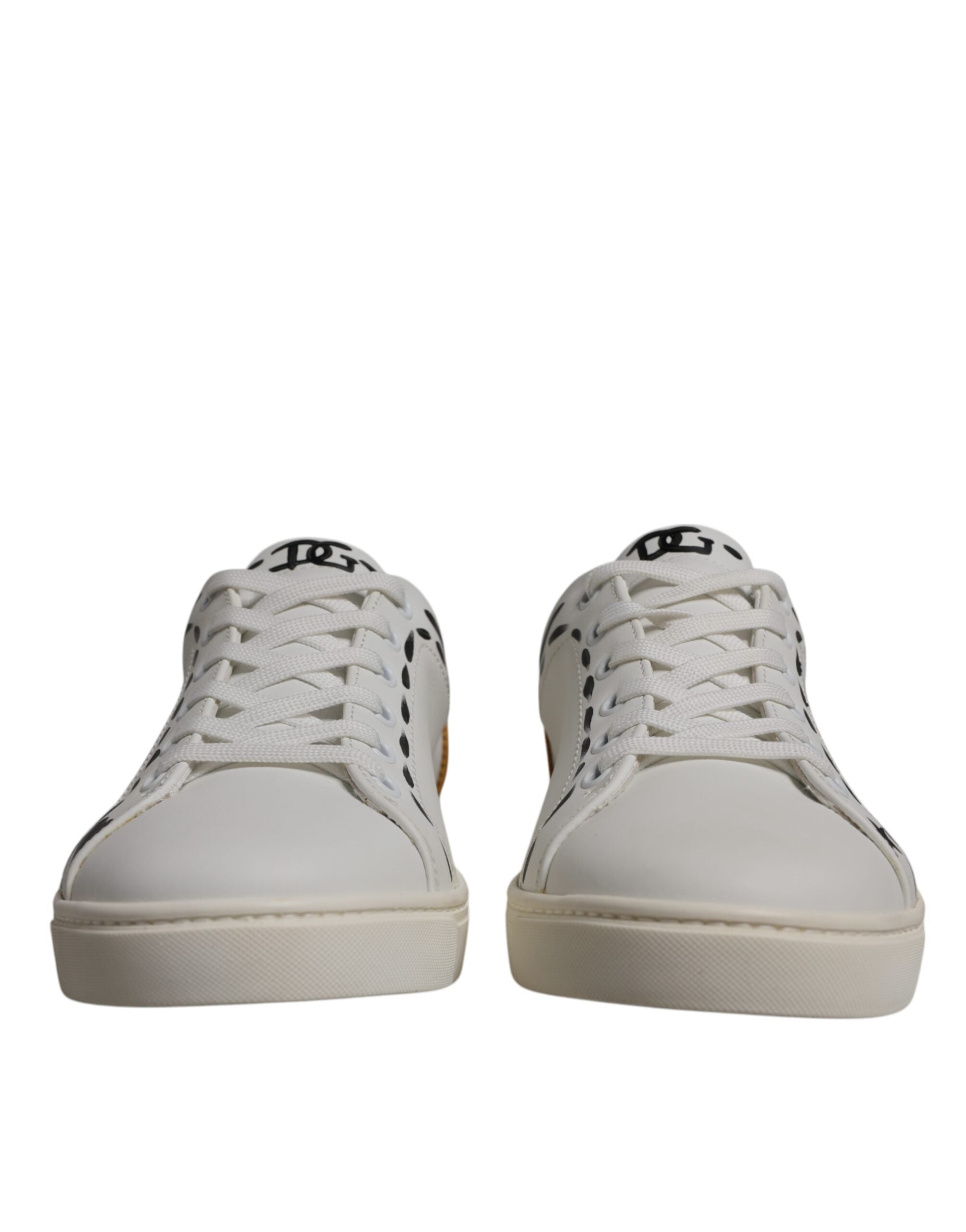 Dolce &amp; Gabbana White Suede Leather Low Top Sneakers Shoes