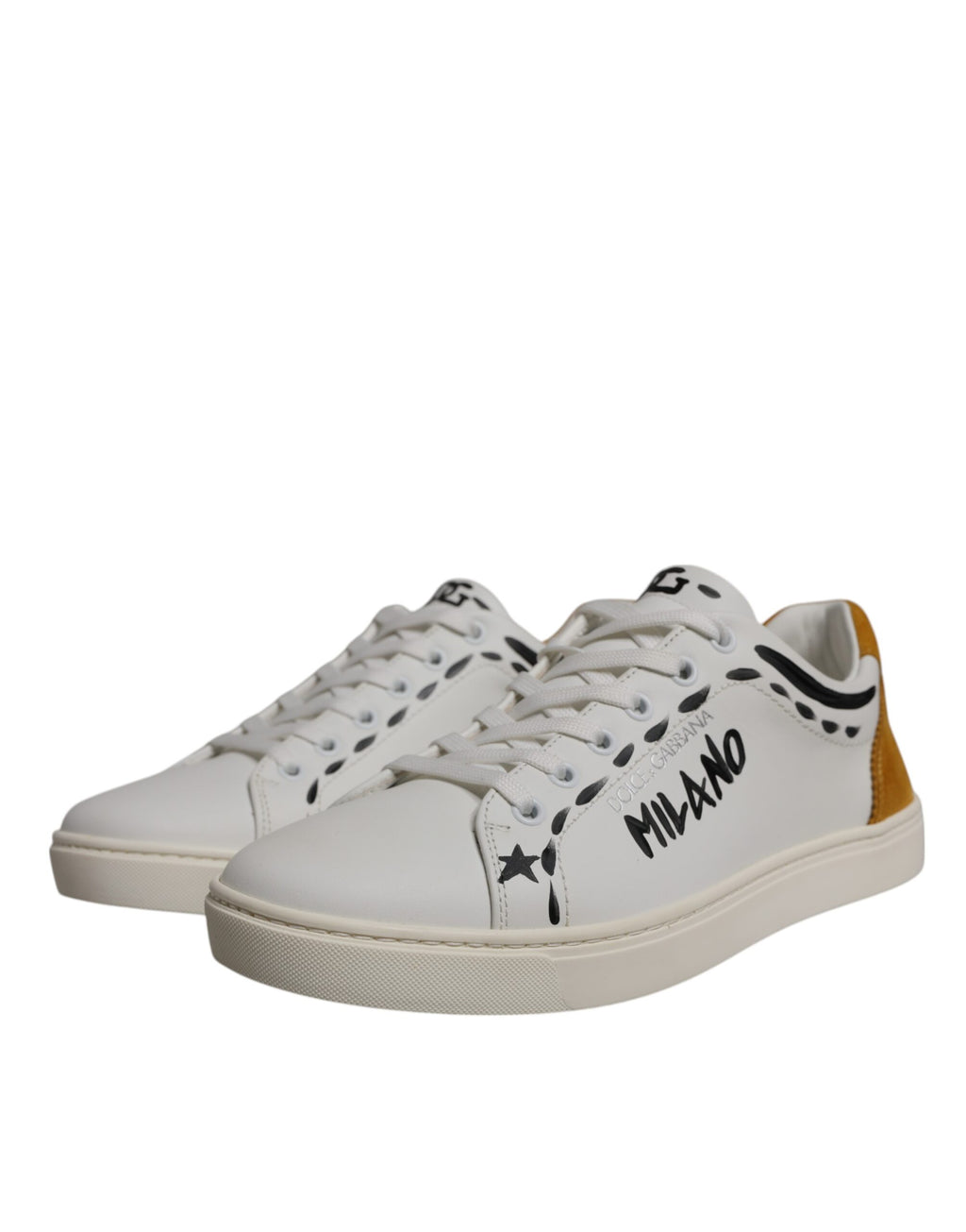 Dolce &amp; Gabbana White Suede Leather Low Top Sneakers Shoes