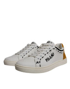Dolce &amp; Gabbana White Suede Leather Low Top Sneakers Shoes