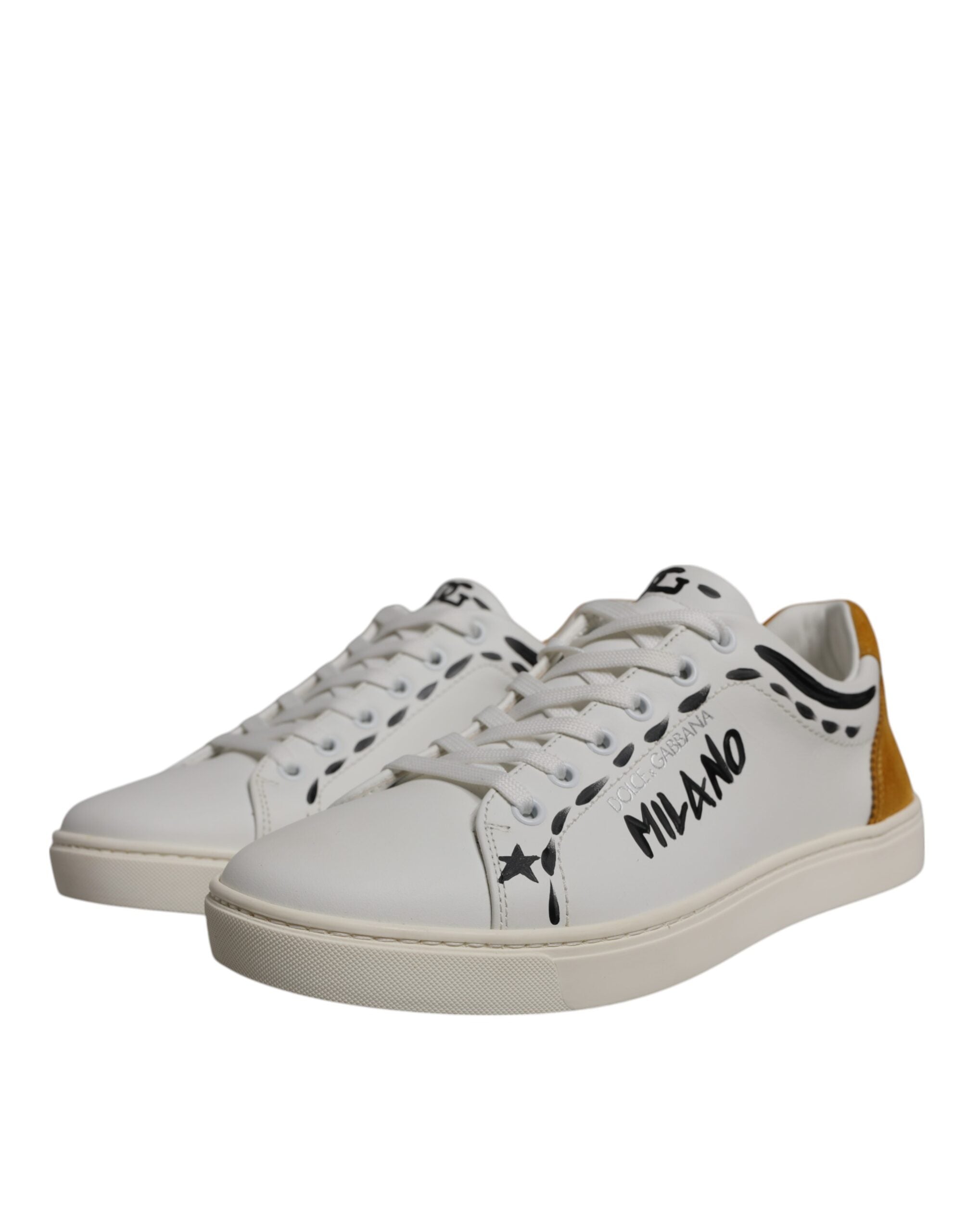 Dolce &amp; Gabbana White Suede Leather Low Top Sneakers Shoes