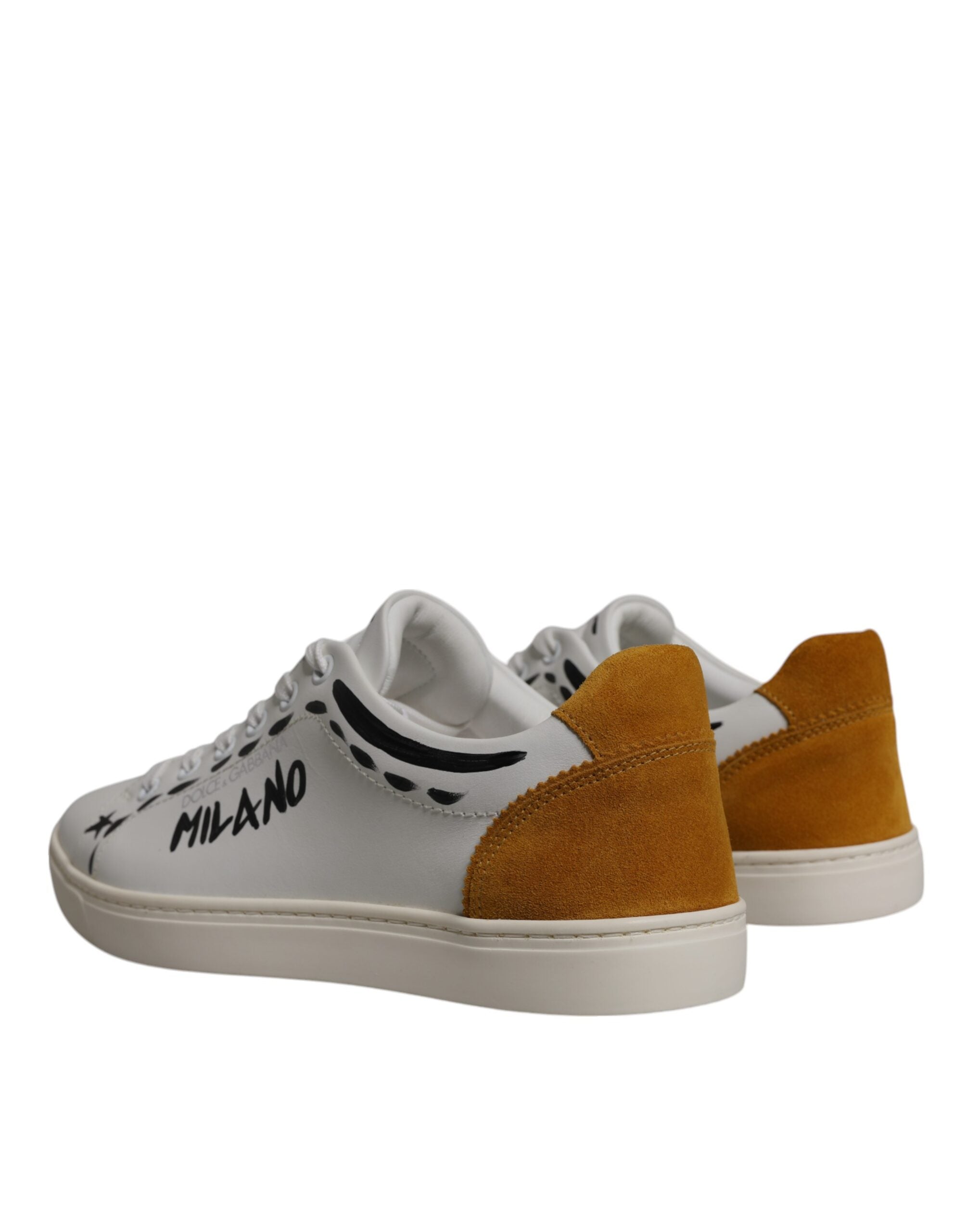 Dolce &amp; Gabbana White Suede Leather Low Top Sneakers Shoes