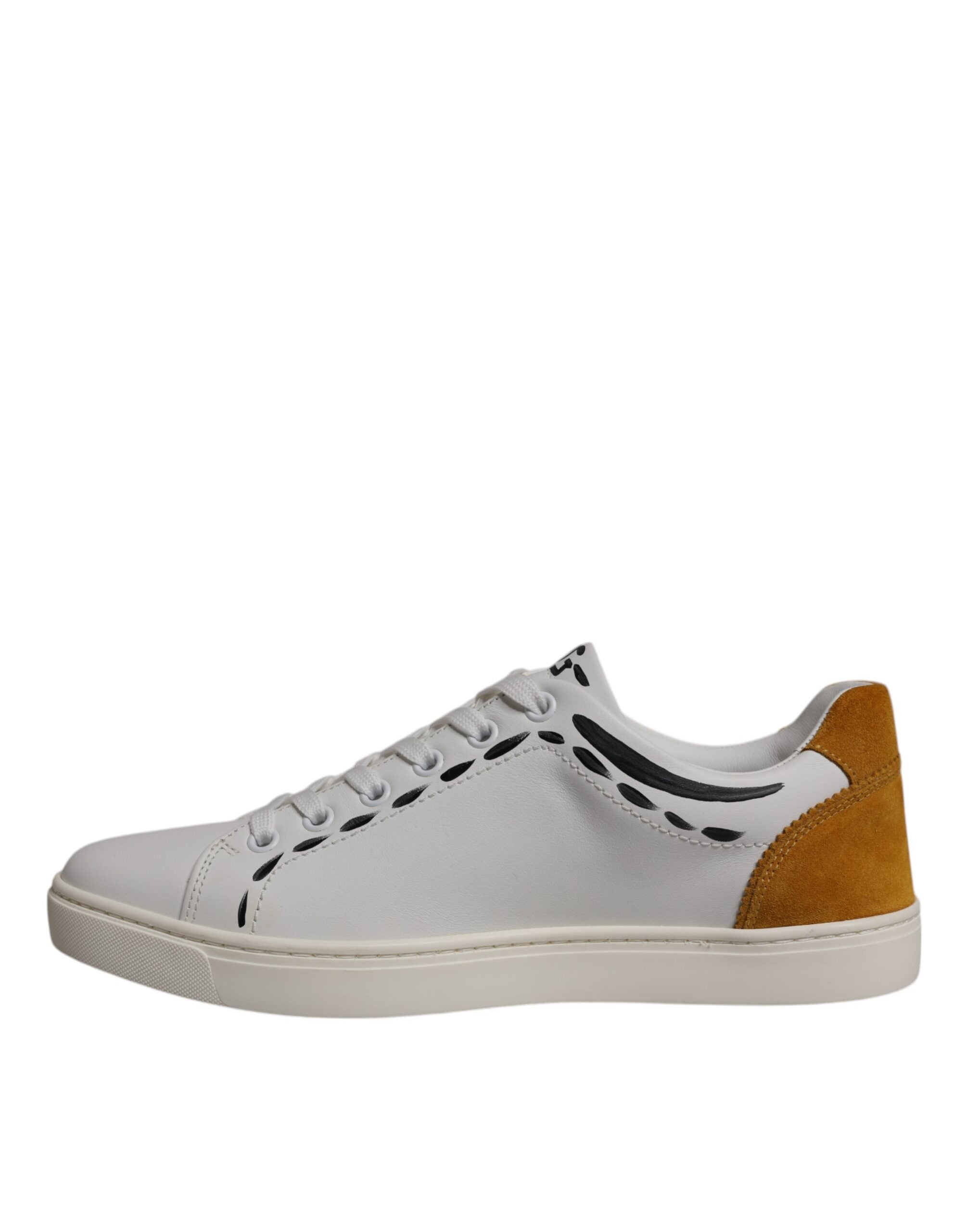 Dolce &amp; Gabbana White Suede Leather Low Top Sneakers Shoes