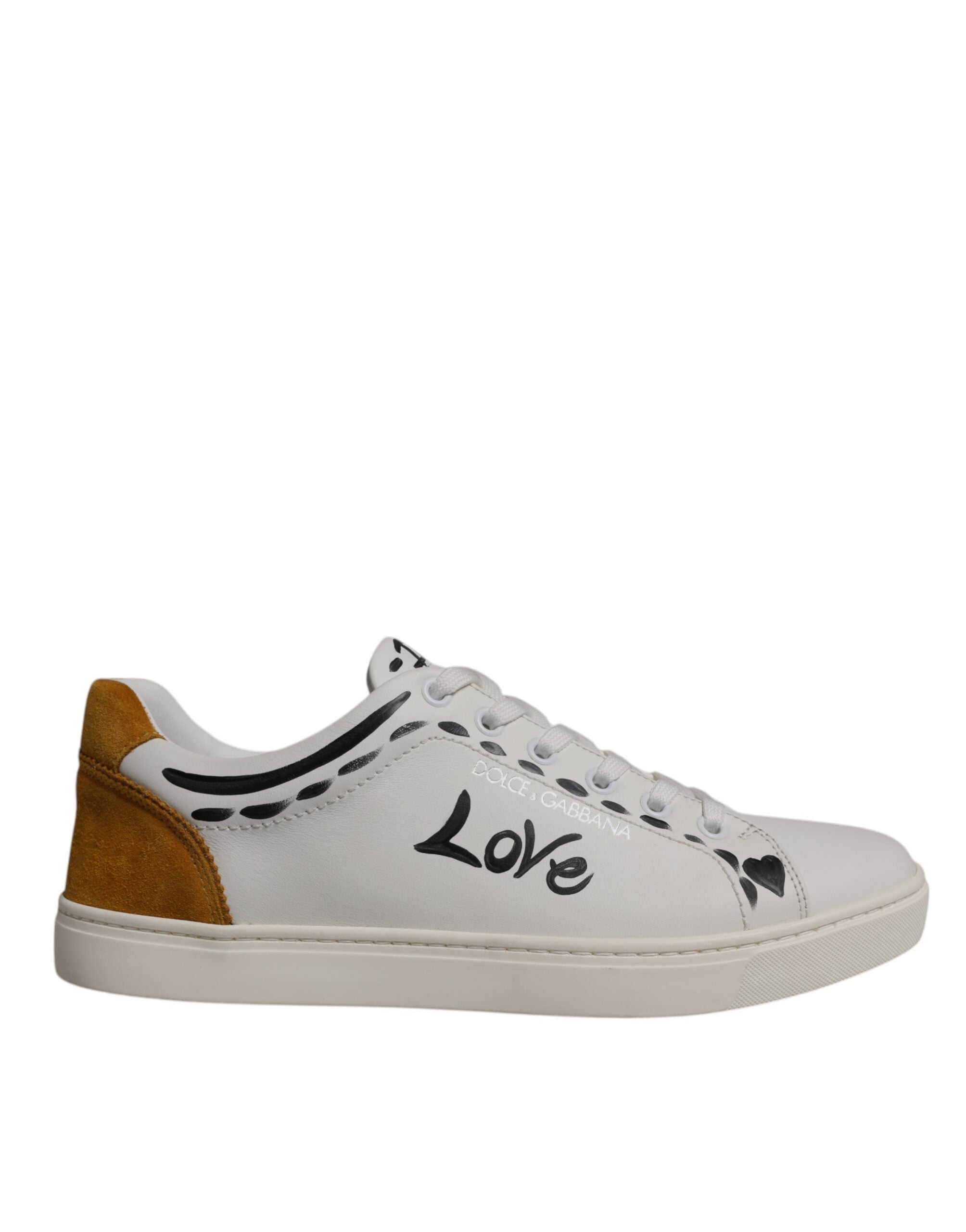 Dolce &amp; Gabbana White Suede Leather Low Top Sneakers Shoes