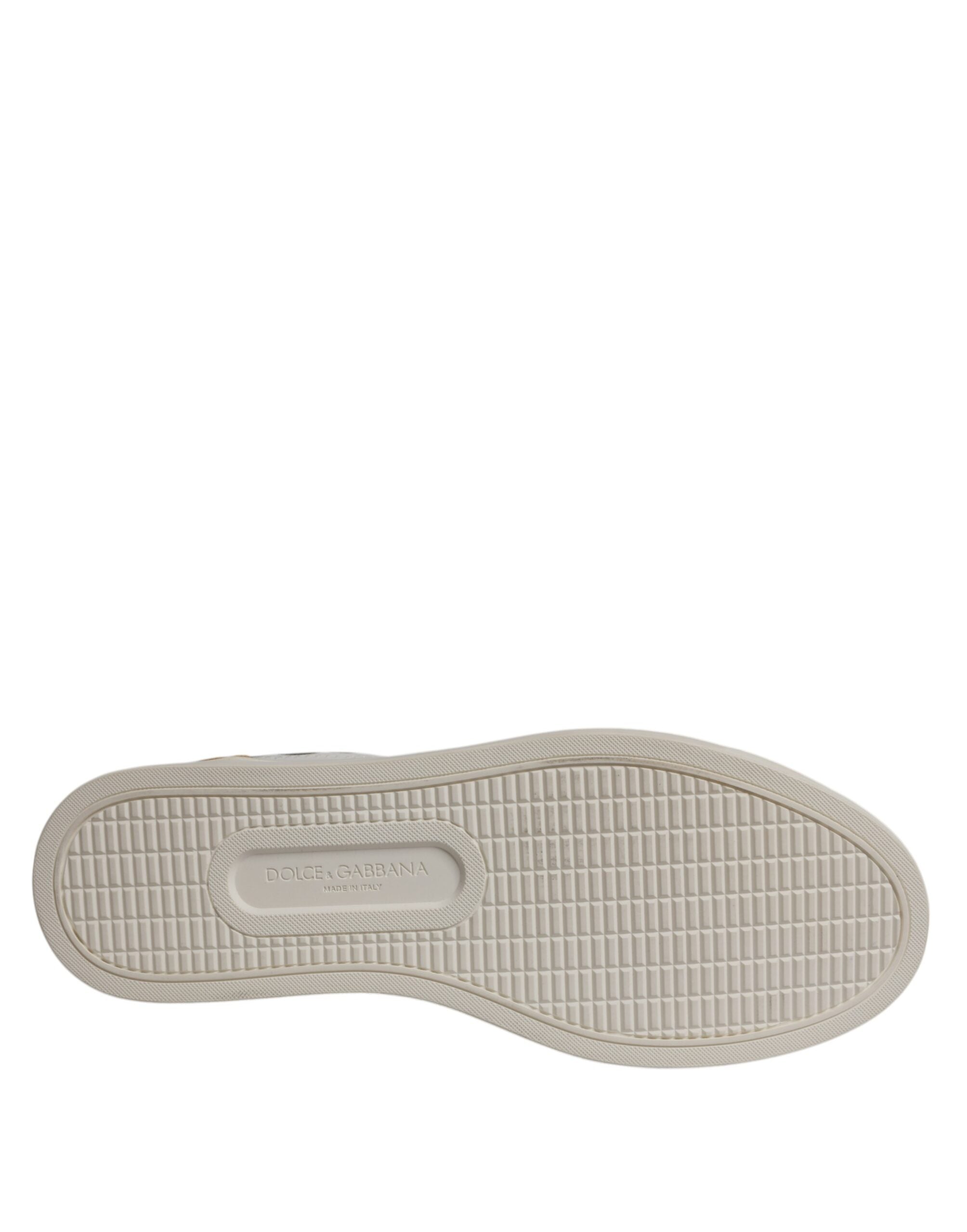 Dolce &amp; Gabbana White Suede Leather Low Top Sneakers Shoes